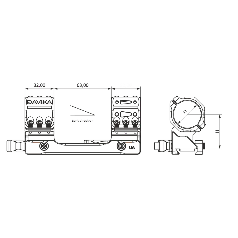 Montura de visor de 34 mm | base Picatinny QD Ergo