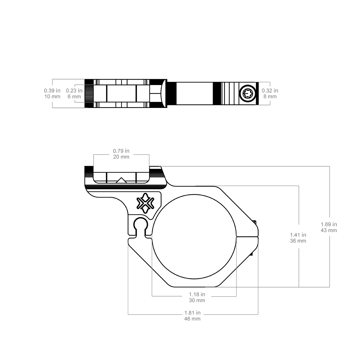 Nivel de burbuja con desviación de 30 mm para visor de rifle