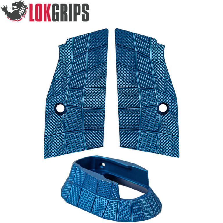 CZ TS 2, CZ 75 Tactical Sports alu Gridlok set - embudo de cargador & cachas