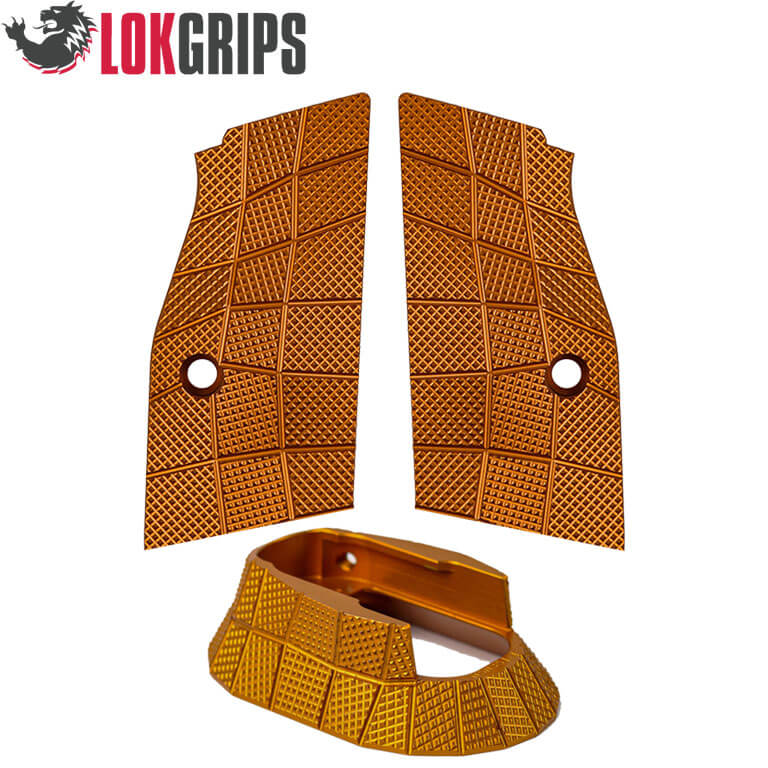 CZ TS 2, CZ 75 Tactical Sports alu Gridlok set - embudo de cargador & cachas