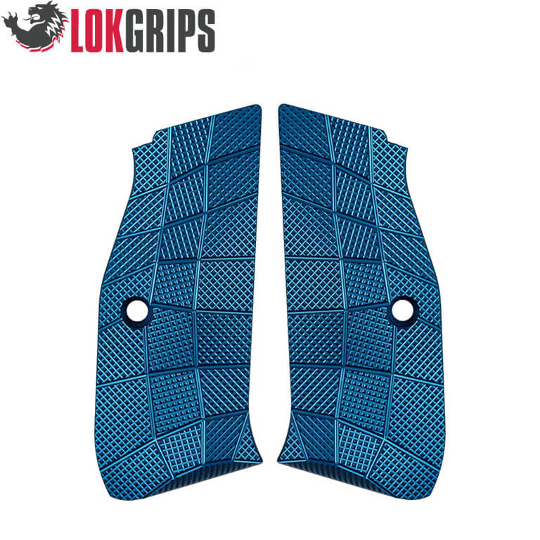 CZ 75 P-01, CZ 75 Compact cachas de alu | Gridlok azul