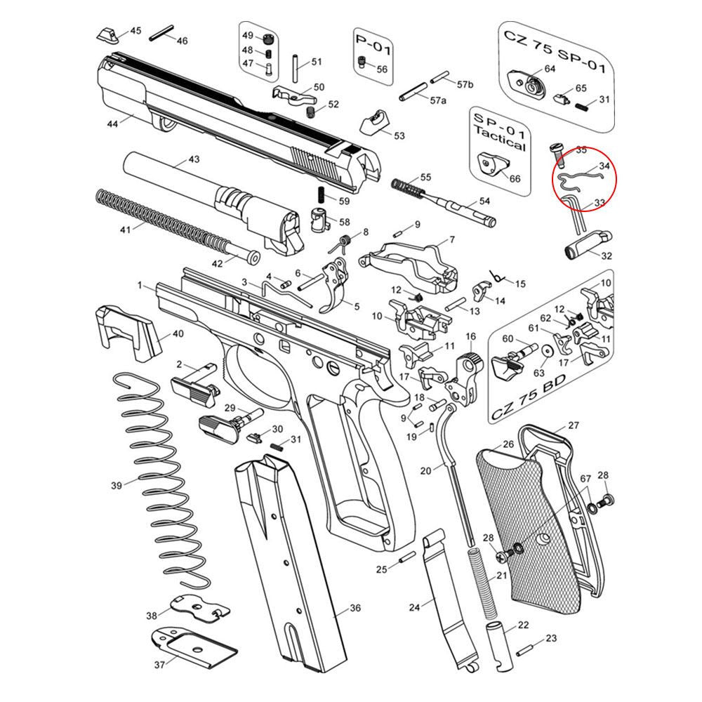 CZ Shadow 2 CZ TS 2 CZ 75B & SP-01 muelle de barra del gatillo de competición | -15% potencia
