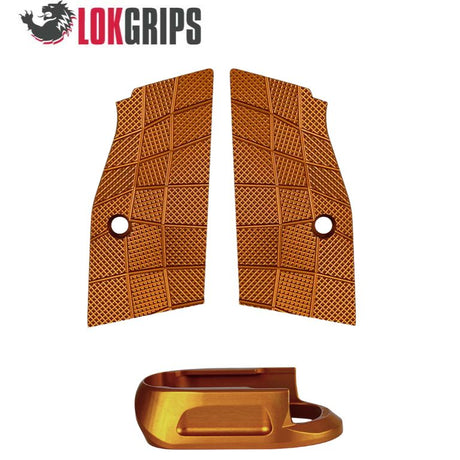 CZ Shadow 2 Compact & Carry cachas cortas de aluminio & embudo de cargador de aluminio | Gridlok_naranja