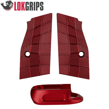 CZ Shadow 2 Compact & Carry cachas cortas de aluminio & embudo de cargador de aluminio | Gridlok_rojo