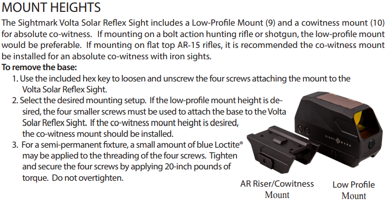 Sightmark Volta Solar Mira de punto rojo