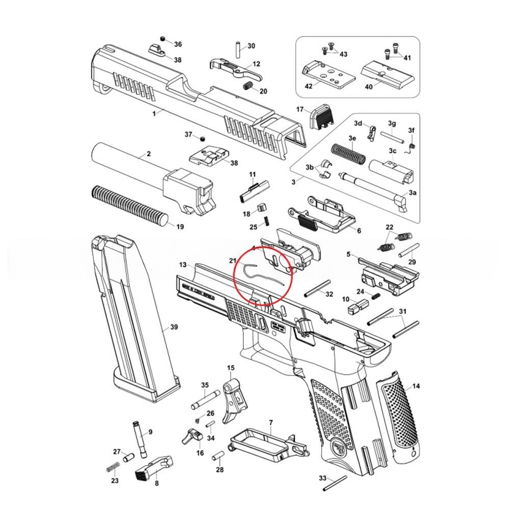 CZ P-10 muelle del retén de corredera