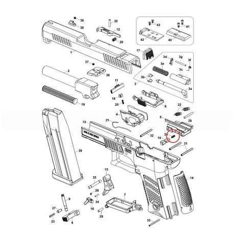 CZ P-10 muelle del desconector de la barra del gatillo