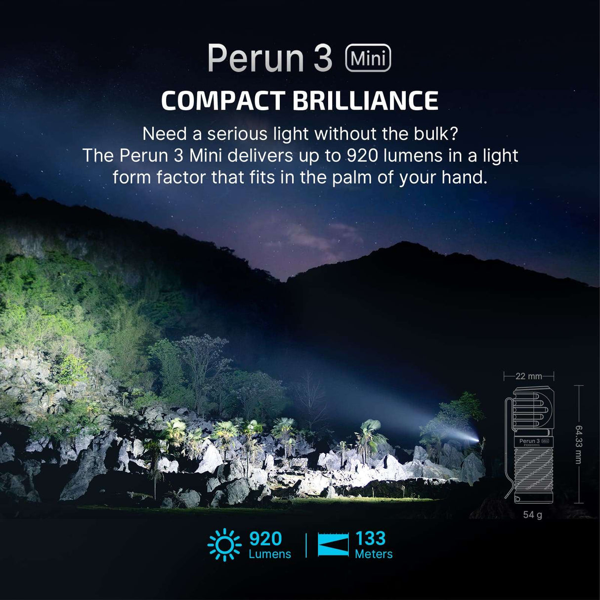 Olight Perun 3 Mini | linterna frontal recargable | 1.250 lm